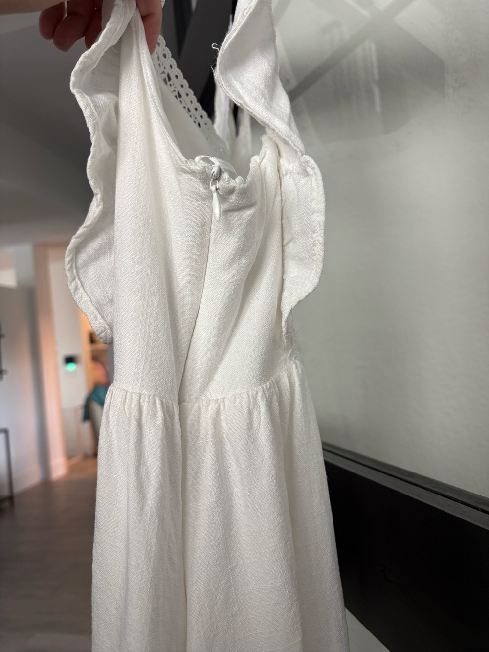 Altar’d State White Lace Trim Ruffle Mini Dress Cottagecore Boho Size S - Picture 6 of 10